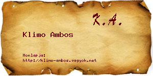 Klimo Ambos névjegykártya